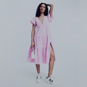 Vero Moda ruffle sleeve midi dress in lilac